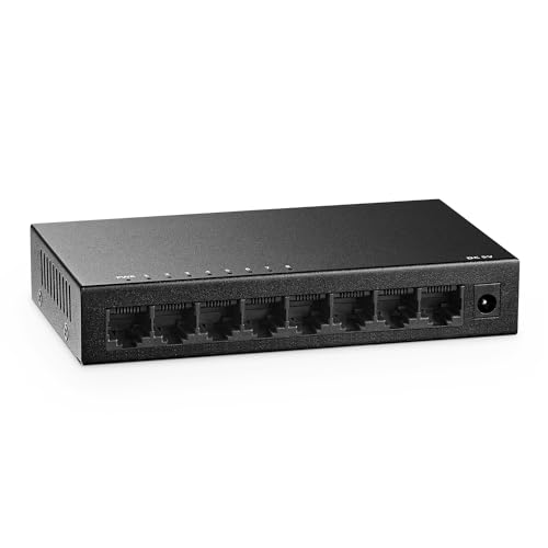 MokerLink 8 Port Gigabit Unmanaged Ethernet Switch, 8 x 100/1000Mbps Ports, Home Office Netzwerk Hub Splitter, Metall Tisch & Wandmontage Netzwerk Switch von MokerLink