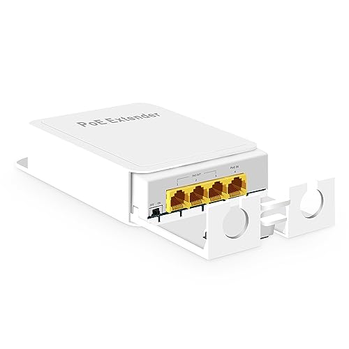 MokerLink Outdoor 4 Port Gigabit PoE Switch/Extender, IEEE 802.3 af/at PoE Repeater, 10/100/1000Mbps, 1 PoE in 3 PoE Out, Wall Mount Waterproof POE Passthrough Switch von MokerLink