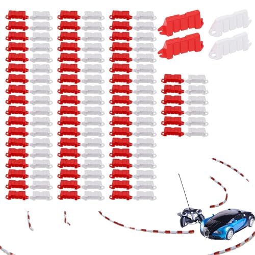 RC Auto Barriere, RC Drifting Rennstrecke Straßensperre aus Kunststoff, 120 Stück Drift Race Straßenbarrieren, Drift-Rennstrecken-Barriere Rot, Weiß, Universell für ferngesteuerte Autos von Mokernali