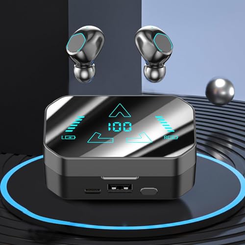 Bluetooth Kopfhörer, In Ear Kopfhörer, Kabellos Bluetooth 5.3 In Ear mit HiF-i Stereo, IP4 Wasserdicht, Touch-Steuerung, LED-Anzeige Ladebox (schwarz) von Mokeum