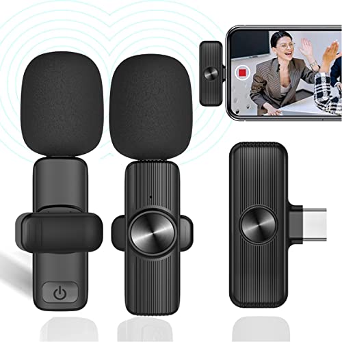 Drahtloses Lavalier-Mikrofon, Plug-Play-Wireless-Mikrofon für USB-C Android-Telefon-Videoaufnahmen, Interview, Vlog, automatische Synchronisierung und Rauschunterdrückung von Mokeum
