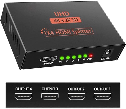 HDMI Splitter 1 IN 4 OUT 3D 4K 1080P HDMI Splitter Verteiler 1 x 4 HDCP 1.4 HDMI Verteiler Verstärker mit USB-Kabel Kompatibel mit PC PS3 HDTV Blu-ray Projektor DVD usw HDMI Splitter 1 IN 4 OUT 3D 4K 1080P HDMI Splitter Verteiler 1 x 4 HDCP 1.4 HDMI Verteiler Verstärker mit USB-Kabel Kompatibel mit PC PS3 HDTV Blu-ray Projektor DVD usw von Mokeum
