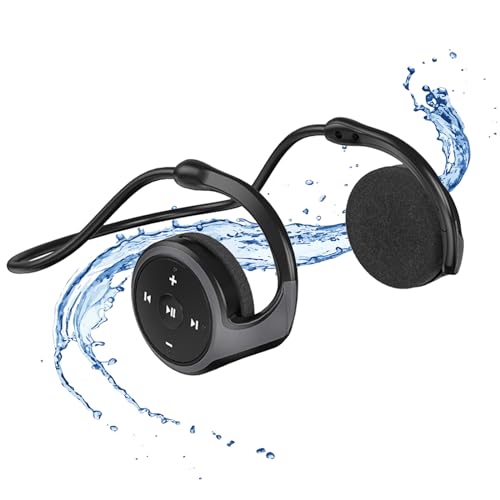 Mokeum Bluetooth-Sport-Kopfhörer, kabellos, Bluetooth 5.0, Nackenbügel, um den Kopf, leicht, faltbar, kabellos, schweißfest, für Fitnessstudio/Yoga/Reisen (schwarz) von Mokeum