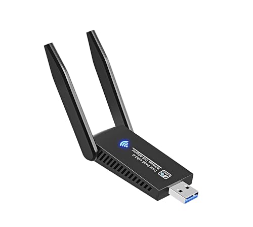 Mokeum USB WiFi Dongle 1300Mbps, WiFi-Adapter 802.11 AC Dual Band 5GHz/2, 4GHz schnell 3.0 High Gain 5dBi mit doppelter Antenne Netzwerkadapter für PC Desktop Laptop Unterstützt Windows Mac und Linux von Mokeum