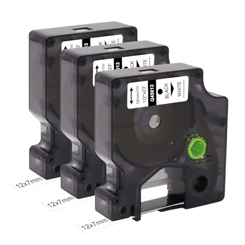 Molabel 3x Label Tape Compatible for Dymo D1 45013 S0720530 (12 mm x7 m) Blackon White Tape Work with Dymo Label Manager 160 200 210D280 360D 420P 450D von Molabel