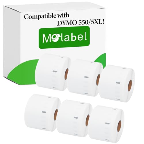 Molabel Mehrzwecketiketten - 6 Rollen für Dymo S0722540 11354-57mm x 32mm Kompatibel mit Dymo LabelWriter 550 Druckern - 1000 Etiketten pro Rolle von Molabel