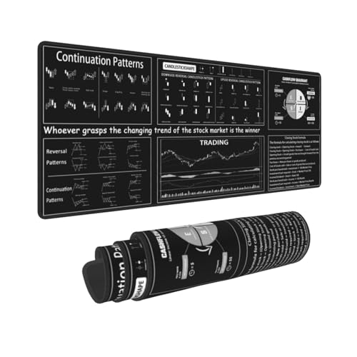 Stock Market Invest Day Trader Trading Finance Financial Securities Mauspad XL erweitertes Mauspad, rutschfeste Gummiunterseite, genähter Rand, Gaming-PC, Desktop, großes Mäuse-Pad, 80 x 30 cm von Molaigin
