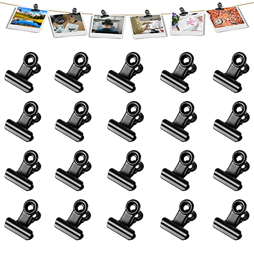 Molain 20 schwarze Bulldoggen Klammern, 22 mm, Metallscharnier Clips für Lebensmittelverpackungen Mini Bilderklammern kleine Papierklemmen Binder Clips Foto Datei Papier Clips für Zuhause und Büro von Molain