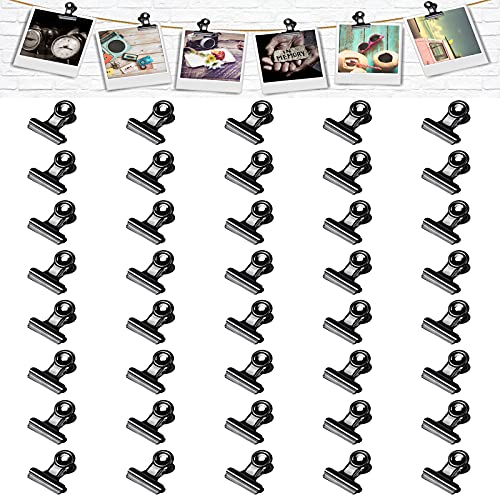 Molain 40 schwarze Bulldoggen-Klammern, 22 mm, Metallscharnier-Clips für Lebensmittelverpackungen, Mini-Bilderklammern, kleine Papierklemmen, Binder-Clips, Foto-Datei-Papier-Clips für Zuhause und Büro von Molain