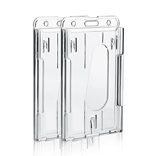 Molain Ausweishalter, 2 Stück transparente Ausweishalter aus Hartplastik, Kreditkartenhalter, mit Daumenschlitz (Basic) von Molain