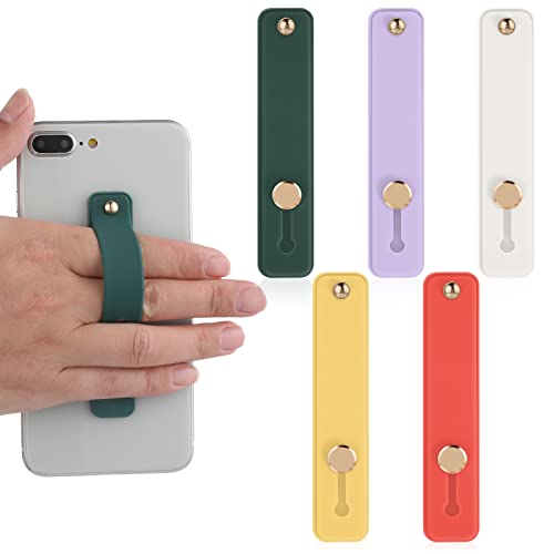 Molain 5er-Set Teleskop-Fingerriemenhalterungen, Silikon-Handy-Griffhalter, Universal-Handyhalterung mit Standfunktion, für Smartphones (gelb, lila, weiß, grün, rot) von Molain
