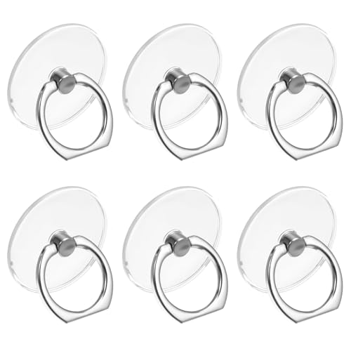 Molain Transparente Handy-Ringgriffe, 360 Grad drehbar, Ringhalter für Handyhülle, Handy, Tablet, Zubehör, 6 Stück (Silber) von Molain