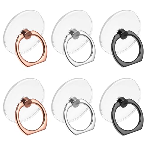 Molain Transparente Handy-Ringgriffe, 360 Grad drehbar, Ringhalter für Handyhülle, Handy, Tablet, Zubehör, 6 Stück (Silber + Schwarz + Roségold) von Molain