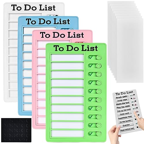 4 Stück To Do List Memo Checklist Boards: Memo Checkliste Tafel Chore Chart RV Checklist Board Checklist Slider Schedule mit 8 Leeren Abnehmbar Aufgabenplanung Liste für Kinder Lernplanung Zeitplan von Molbory