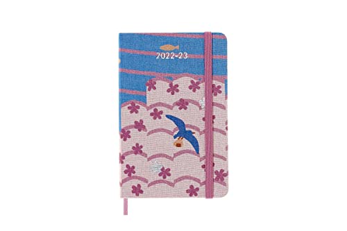 Moleskine 18 Monate Wochenplaner in Limitierte Ausgabe, 18 Monate Sakura Terminplaner, Notizkalender-Layout und Fester Einband im Textildesign, Maße 9 x 14 cm, Dunkelrosa Vogel-Motiv, 240 Seiten von Moleskine