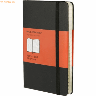 Moleskine Adressbuch Pocket A6 liniert mit Register Hardcover schwarz von Moleskine