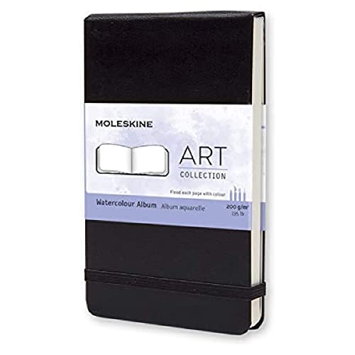 Moleskine Art Collection, Aquarellalbum, Skizzenbuch (Hardcover und elastischer Verschluss, Papier geeignet für Aquarelle und Aquarellstifte, Tasche 9 x 14 cm, 60 Seiten) schwarz von Moleskine