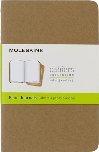 Moleskine Cahier Journal (3er Set Notizbücher mit blanko Seiten, Kartoneinband und Baumwollstickerei, Pocket 9 x 14 cm, 64 Seiten), Packpapier-Braun von Moleskine