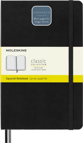 Moleskine - Classic Expanded Squared Paper Notebook - Hard Cover and Elastic Closure Journal - Color Black - Size Large 13 x 21 A5 - 400 Pages von Moleskine