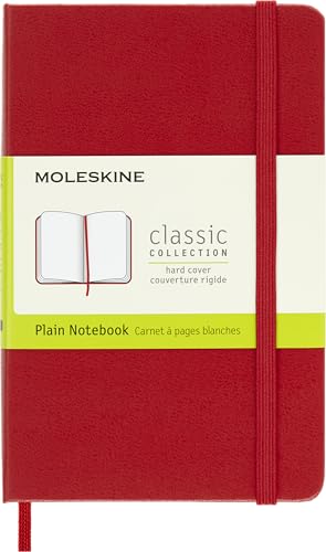 Moleskine Classic Notebook, Notizbuch mit weißen Seiten, Hardcover und elastischem Verschluss, Pocket-Format 9 x 14 cm, Scharlachrote Farbe, 192 Seiten von Moleskine