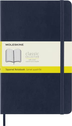Moleskine Classic Notizbuch, Kariertes Papier, Weicher Einband und Gummibandverschluss, Large-Format 13 x 21 cm, Farbe Saphirblau, 192 Seiten von Moleskine
