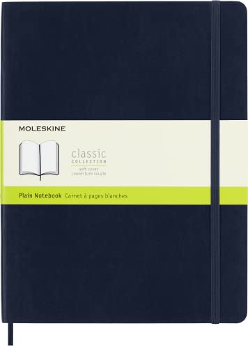 Moleskine Classic Notizbuch mit weißem Papier - Softcover und elastischem Verschluss - Farbe Saphirblau - X-Large 19 x 25 A4 - 192 Seiten. von Moleskine