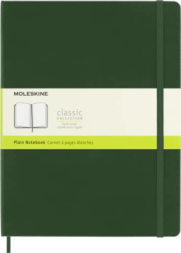 Moleskine Classic Plain Paper Notebook, Hard Cover and Elastic Closure Journal, Color Myrtle Green, Size Extra Large 19 x 25 cm, 192 Pages von Moleskine