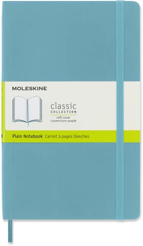 Moleskine Classic Plain Paper Notebook - Soft Cover and Elastic Closure Journal - Color Reef Blue - Large 13 x 21 A5 - 192 Pages von Moleskine