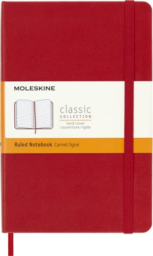 Moleskine Classic Ruled Paper Notebook, Hard Cover and Elastic Closure Journal, Color Scarlet Red, Size Medium 11.5 x 18 cm, 208 Pages von Moleskine