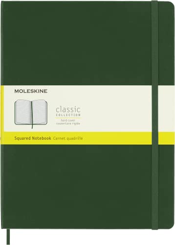 Moleskine Classic Squared Paper Notebook, Hard Cover and Elastic Closure Journal, Color Myrtle Green, Size Extra Large 19 x 25 cm, 192 Pages von Moleskine