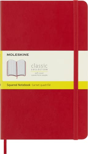 Moleskine Classic Squared Paper Notebook, Soft Cover and Elastic Closure Journal, Color Scarlet Red, Size Large 13 x 21 A5, 192 Pages von Moleskine