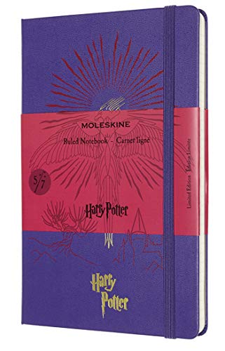 Moleskine - Harry Potter Limited Edition Notizbuch, Linierte Seiten, 5/7 Phönix Edition, Hardcover mit thematischen Grafiken und Details, Größe 13 x 21 cm, Geranium-Violett, 240 Seiten von Moleskine