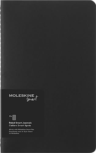 Moleskine Intelligentes Cahier-Journalset mit 2 Digitalen Cahiers mit Linierten Seiten, Kompatibel mit Pen +, Karteneinband, Groß 13 x 21 cm, Schwarz, 80 Seiten von Moleskine