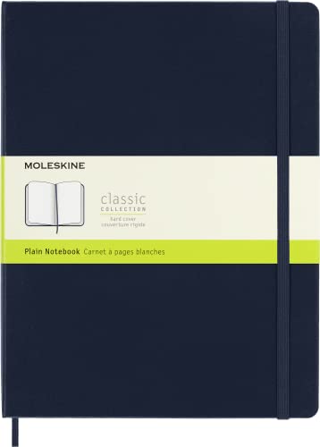 Moleskine - Klassisches Blanko Notizbuch - Hardcover mit Elastischem Verschlussband - Farbe Saphirblau - Größe A4 19 x 25 cm - 208 Seiten von Moleskine