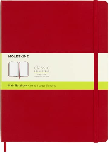 Moleskine - Klassisches Blanko Notizbuch - Hardcover mit Elastischem Verschlussband - Farbe Scharlachrot - Größe A4 19 x 25 cm - 208 Seiten von Moleskine