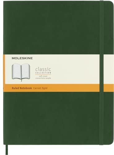 Moleskine - Klassisches Blanko Notizbuch - Softcover mit Elastischem Verschlussband - Farbe Myrte Grün - Größe A4 19 x 25 - 240 Seiten von Moleskine