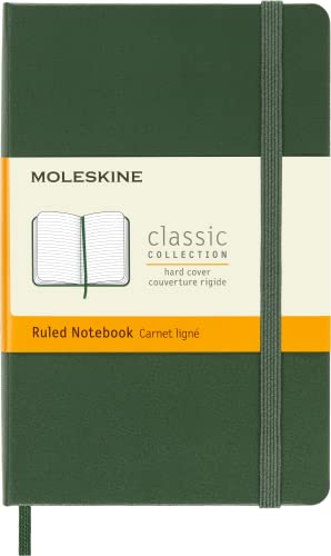 Moleskine - Klassisches Liniertes Notizbuch - Hardcover mit Elastischem Verschlussband - Farbe Myrte Grün - Taschenbuch-Größe A6 9 x 14 - 192 Seiten von Moleskine