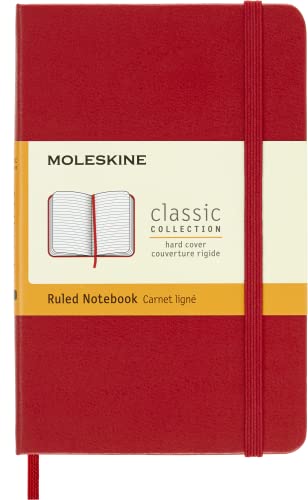 Moleskine - Klassisches Liniertes Notizbuch - Hardcover mit Elastischem Verschlussband - Farbe Rot - Größe Pocket 9 x 14 cm - 208 Seiten von Moleskine