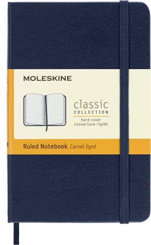 Moleskine - Klassisches Liniertes Notizbuch - Hardcover mit Elastischem Verschlussband - Farbe Saphirblau - Größe Pocket 9 x 14 cm - 208 Seiten von Moleskine