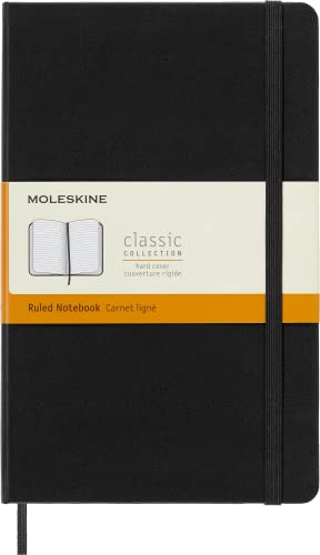 Moleskine - Klassisches Liniertes Notizbuch - Hardcover mit Elastischem Verschlussband - Farbe Schwarz - Größe Groß 13 x 21 cm - 208 Seiten von Moleskine