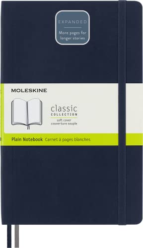 Moleskine - Klassisches Notizbuch, Blanko Seiten, Softcover und elastischer Verschluss, Größe 13 x 21 cm, Farbe Saphir Blau, 400 Seiten von Moleskine