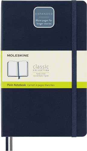 Moleskine - Klassisches Notizbuch, Blanko Seiten, fester Einband und elastischer Verschluss, Größe 13 x 21 cm, Farbe Saphir Blau, 400 Seiten von Moleskine