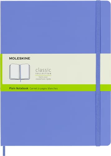 Moleskine - Klassisches Notizbuch, Blanko Seiten, fester Einband und elastischer Verschluss, Größe 19 x 25 cm, Farbe Hortensienblau, 192 Seiten von Moleskine