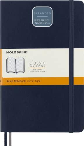 Moleskine - Klassisches Notizbuch, Linierte Seiten, Softcover und elastischer Verschluss, Größe 13 x 21 cm, Farbe Saphir Blau, 400 Seiten von Moleskine