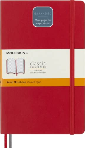 Moleskine - Klassisches Notizbuch, Linierte Seiten, Softcover und elastischer Verschluss, Größe 13 x 21 cm, Farbe Scharlachrot, 400 Seiten von Moleskine