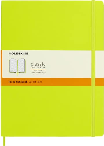 Moleskine - Klassisches Notizbuch, Linierte Seiten, Softcover und elastischer Verschluss, Größe 19 x 25 cm, Farbe Zitronengrün, 192 Seiten von Moleskine