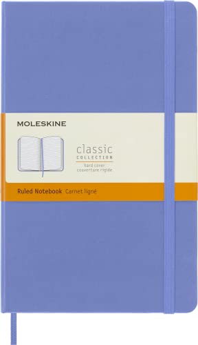 Moleskine - Klassisches Notizbuch, Linierte Seiten, fester Einband und elastischer Verschluss, Größe 13 x 21 cm, Farbe Hortensienblau, 240 Seiten von Moleskine