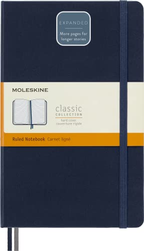 Moleskine - Klassisches Notizbuch, Linierte Seiten, fester Einband und elastischer Verschluss, Größe 13 x 21 cm, Farbe Saphir Blau, 400 Seiten von Moleskine