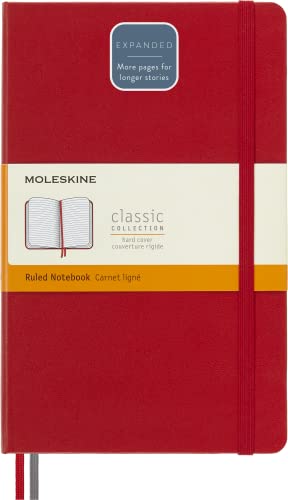 Moleskine - Klassisches Notizbuch, Linierte Seiten, fester Einband und elastischer Verschluss, Größe 13 x 21 cm, Farbe scharlachrot, 400 Seiten von Moleskine
