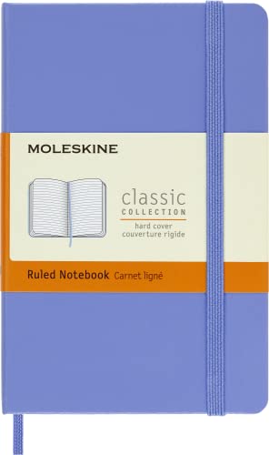 Moleskine - Klassisches Notizbuch, Linierte Seiten, fester Einband und elastischer Verschluss, Größe 9 x 14 cm, Farbe Hortensienblau, 192 Seiten von Moleskine